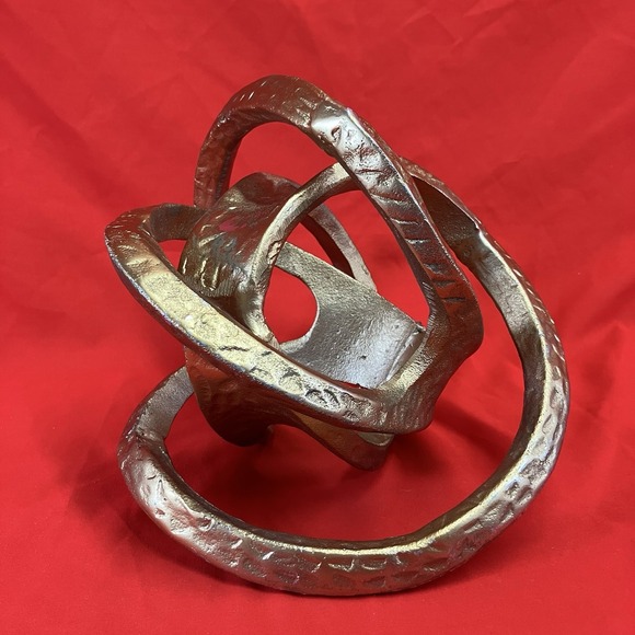 Vintage Gold Tone Metal Knot / Abstract Art / Modern Sculpture Painted / Flaw - Picture 3 of 16